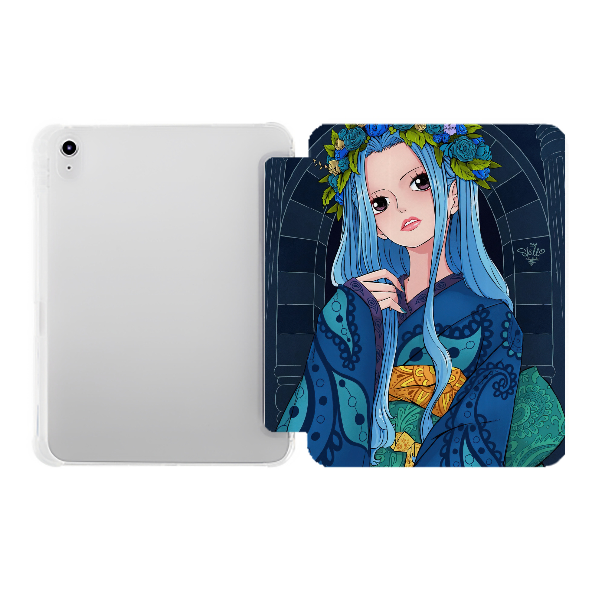 （画像用） ワンピース ONE PIECE IPad ケース ペン収納付き 三つ折りスタンド PUレザー×シリコン 対応機種9.5/10.5/10.9インチ